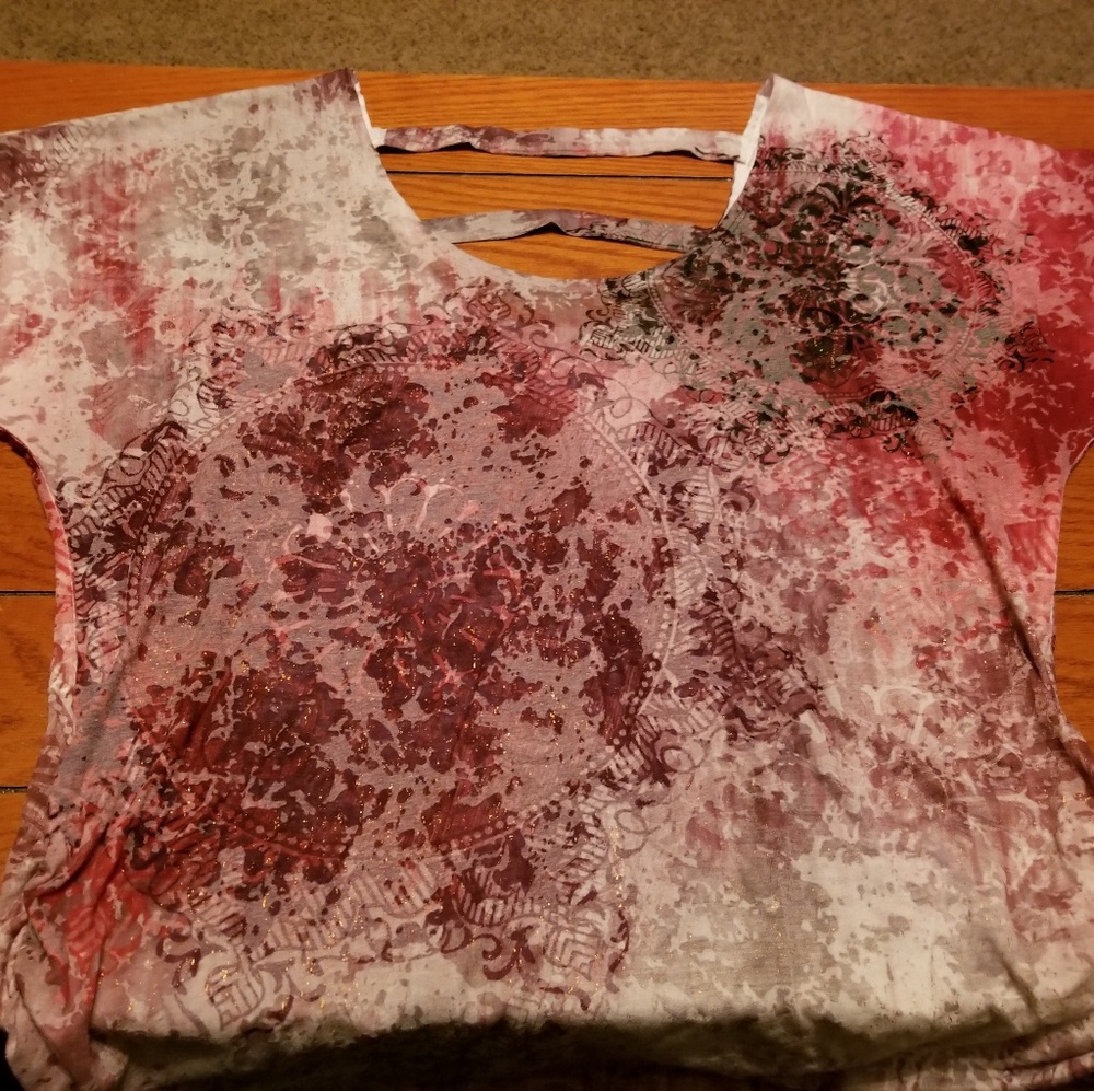Maurices plus 1 burnout top with ladder back